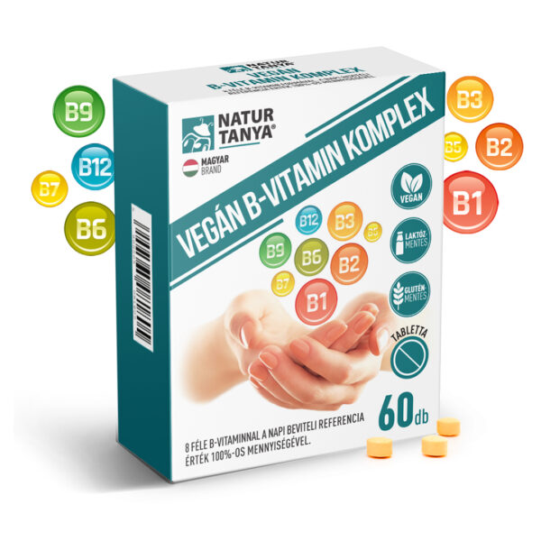 Natur Tanya® VEGÁN B-VITAMIN KOMPLEX – 8 féle B-vitaminnal a napi beviteli referencia érték 100%-os mennyiségével 60 db - Image 2